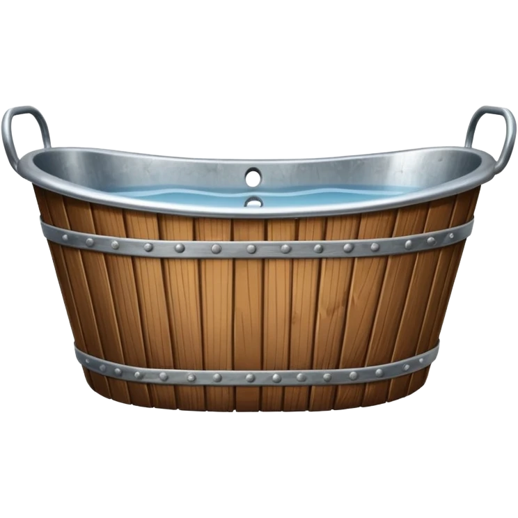 oaken tub ribbed with metal strips, for bathing emoji