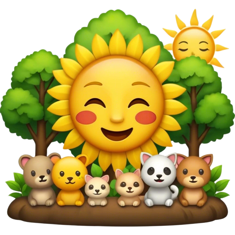 create me an emoji with sun, trees, singing animals emoji