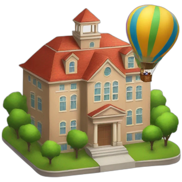 School suspended by hot air balloons emoji