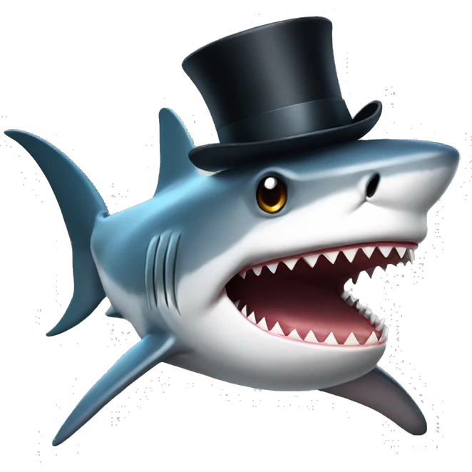 Shark with a top hat emoji