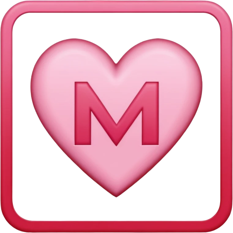 chtel bych pismeno M ze srdicek 💗 tehlech ve ctvrecku z ♥️ emoji