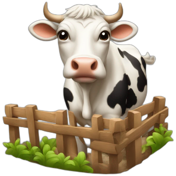 Caca qui court avec une tête de vache emoji