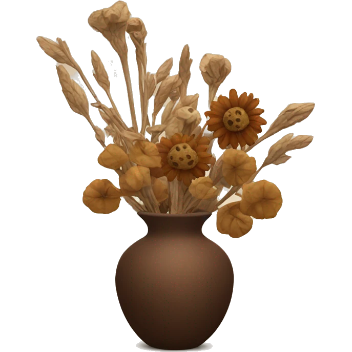 Dried flowers and pods in a brown vase emoji