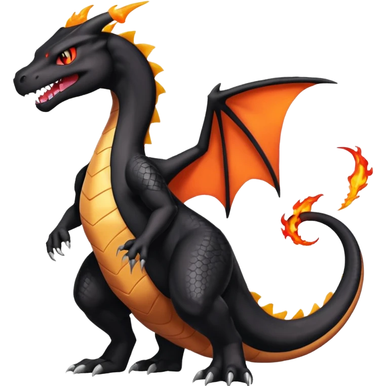 Obsidian-Black lanky elegant evil badass handsome cool beautiful Shiny-Charizard-Salazzle-Seviper-Salandit-fusion emoji