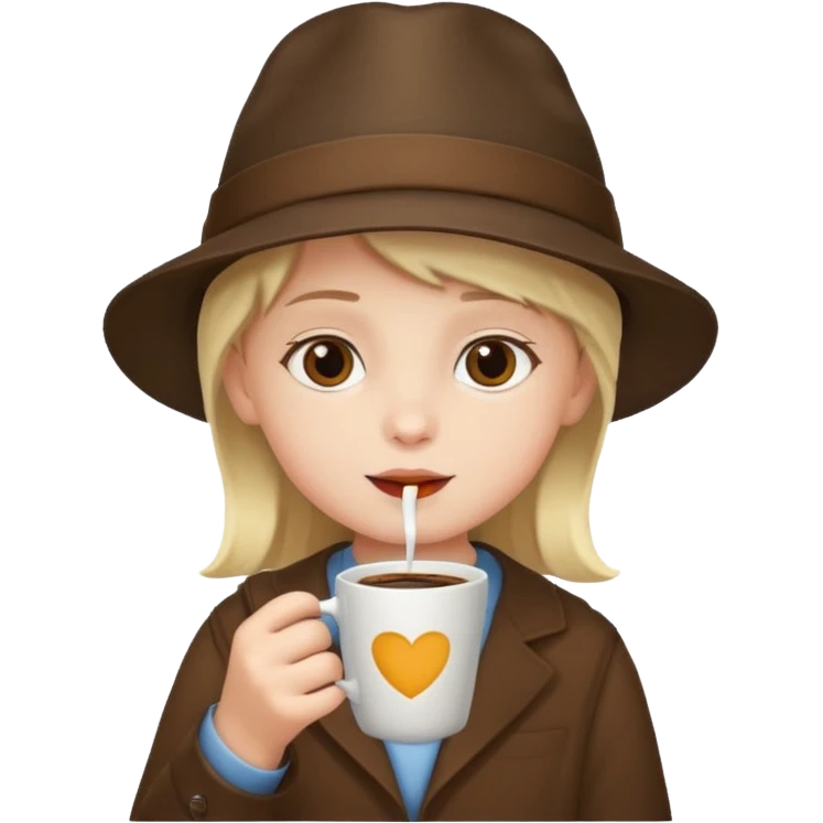 child drinking coffee with hat emoji