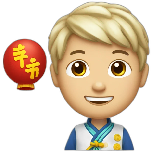 Chinois garçon fesant le signe petit emoji