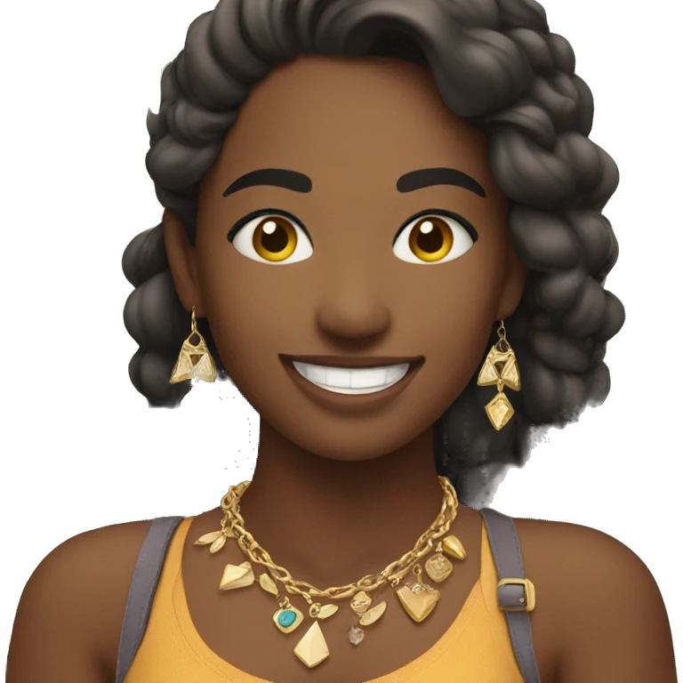 girl smiling with jewelry outdoors emoji