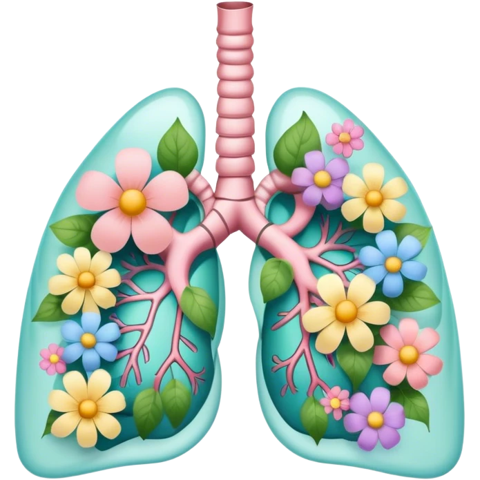 Pastel transparent anatomy lungs and flowers emoji