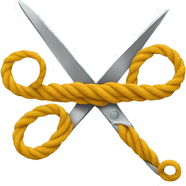 Scissors cutting a rope emoji