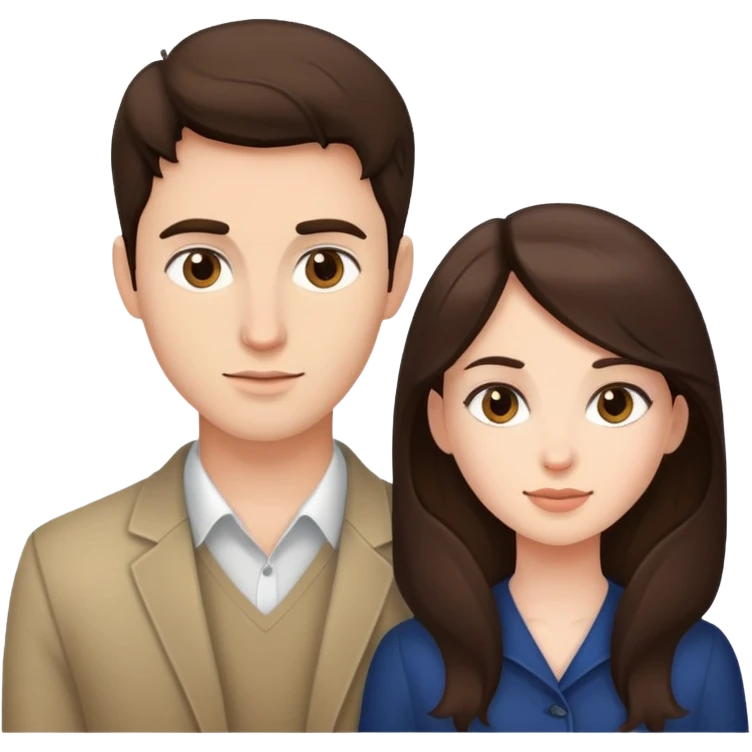 A brunette woman with a brunette man emoji