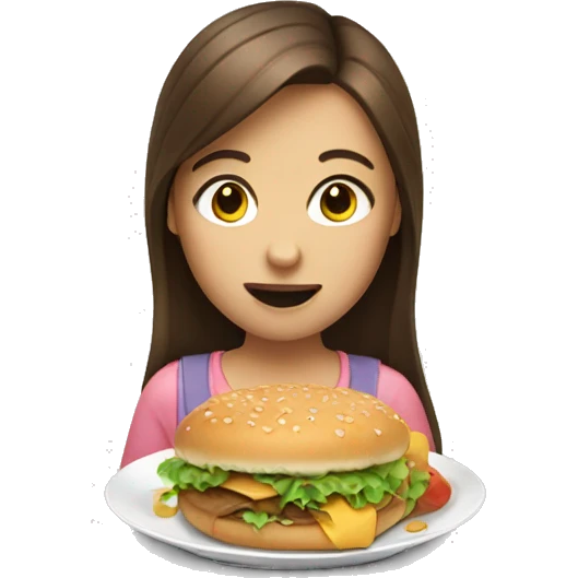 Girl with brown hair eating mc emoji