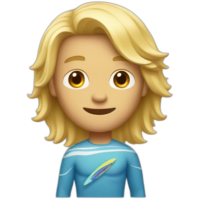 A man with blond hair thats long and hes a surfer dude emoji