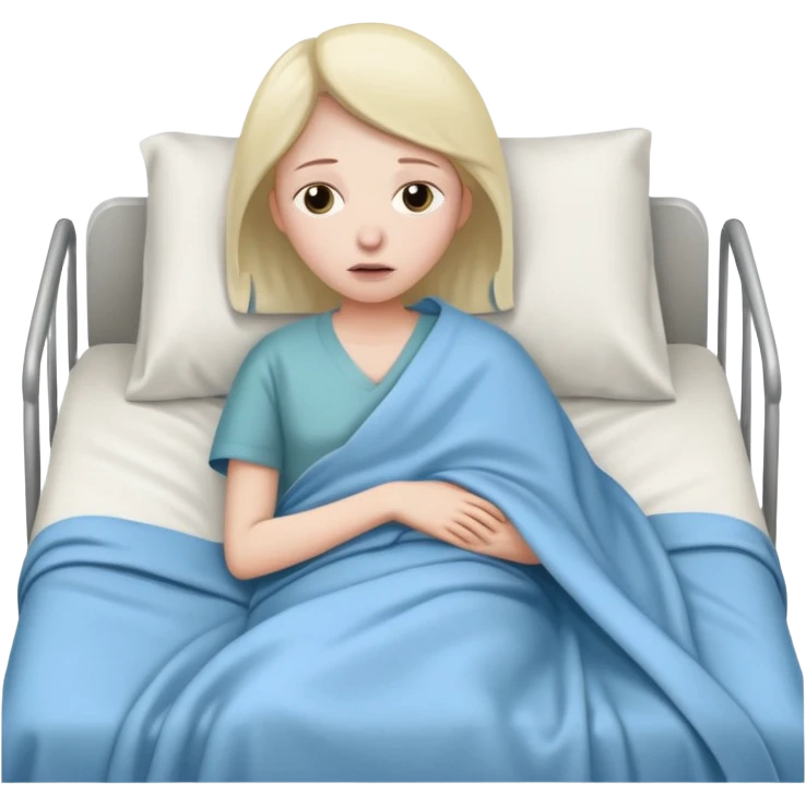 sad patient in hospital bed emoji