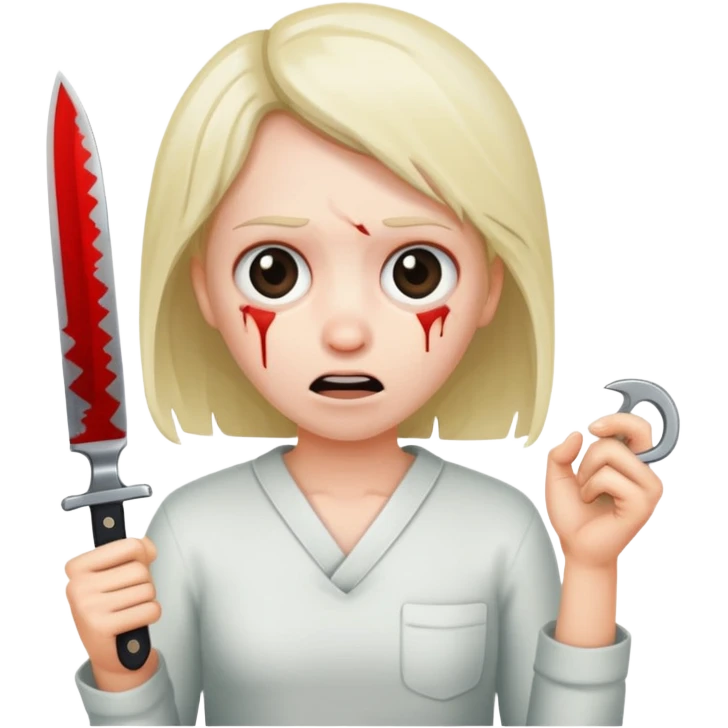 Insane scared injured person with a knife emoji