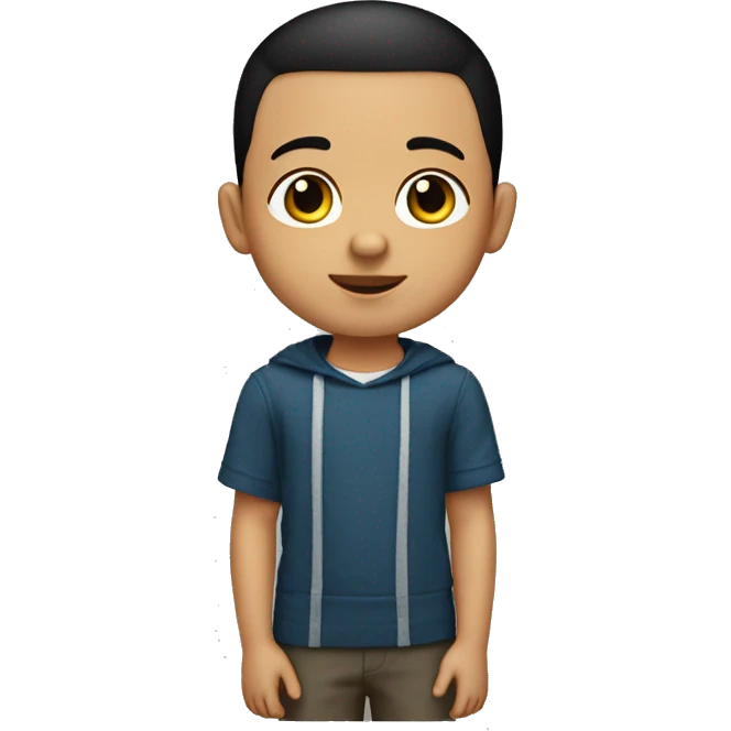 little boy 6 years old buzz cut with black hair light skin  emoji