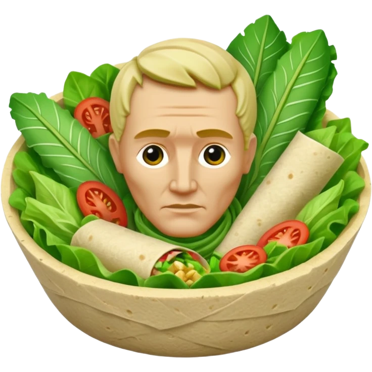 Julius Caesar statue inside salad wrap emoji