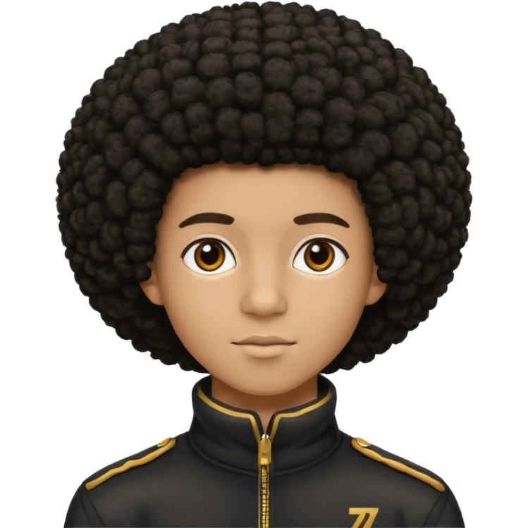 Black seventeen with a afro haircut emoji
