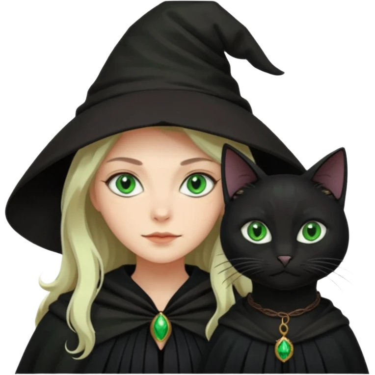 Witch with cat companion emoji