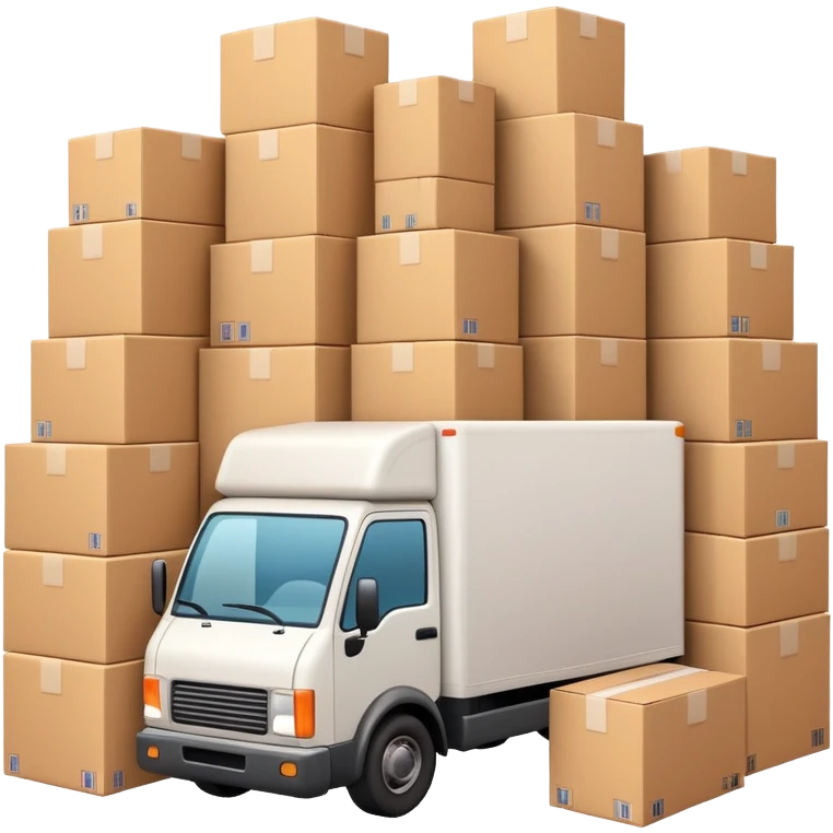 delivery truck overflowing with packages in the back emoji