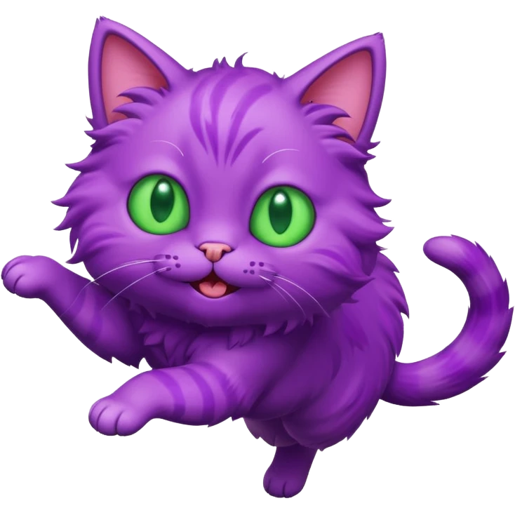 funny purple cat jumping after a fly emoji