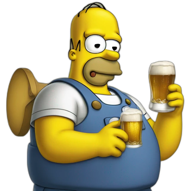 Homer Simpsons hold polig flagg and beer emoji