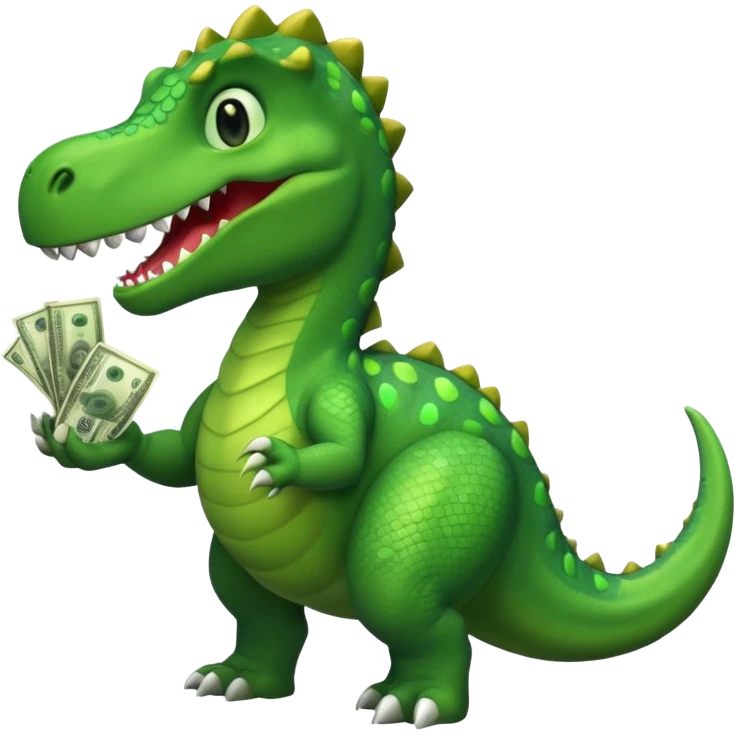 Dinosaur holding money emoji