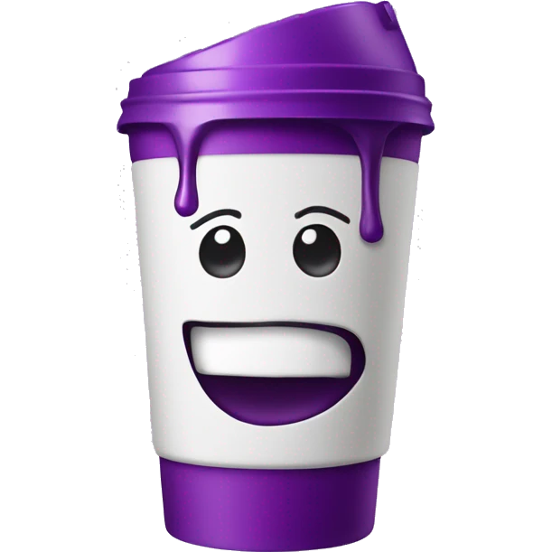 Styrofoam double cup with purple liquid inside, and a dizzy face on the outside emoji
