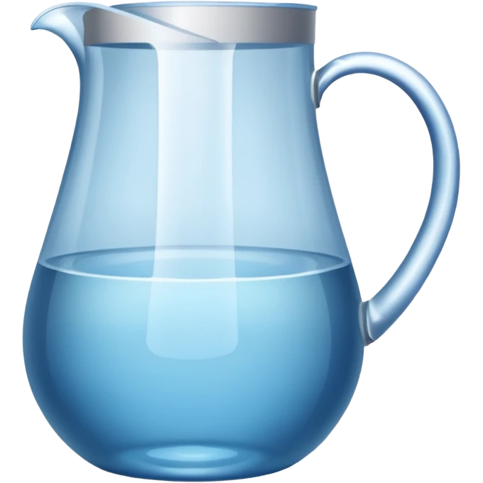 A water pitcher, transparent, slightly blue water, no lid, no droplets, tall. Without a handle and without spout.
 emoji