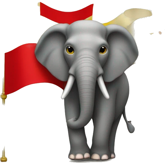 Top red and middle yellow and lat red ...flag with midfle have two elephant and vagai flwrs emoji