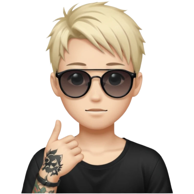 anime boy with tattoo in black sunglasses emoji