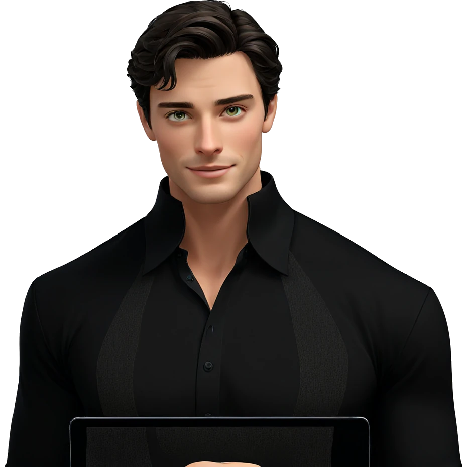 smiling boy in black shirt emoji