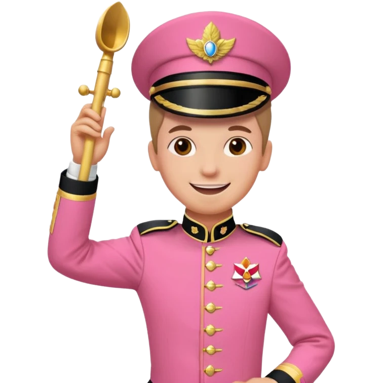 Parade Marchers, drum major, pink uniform emoji