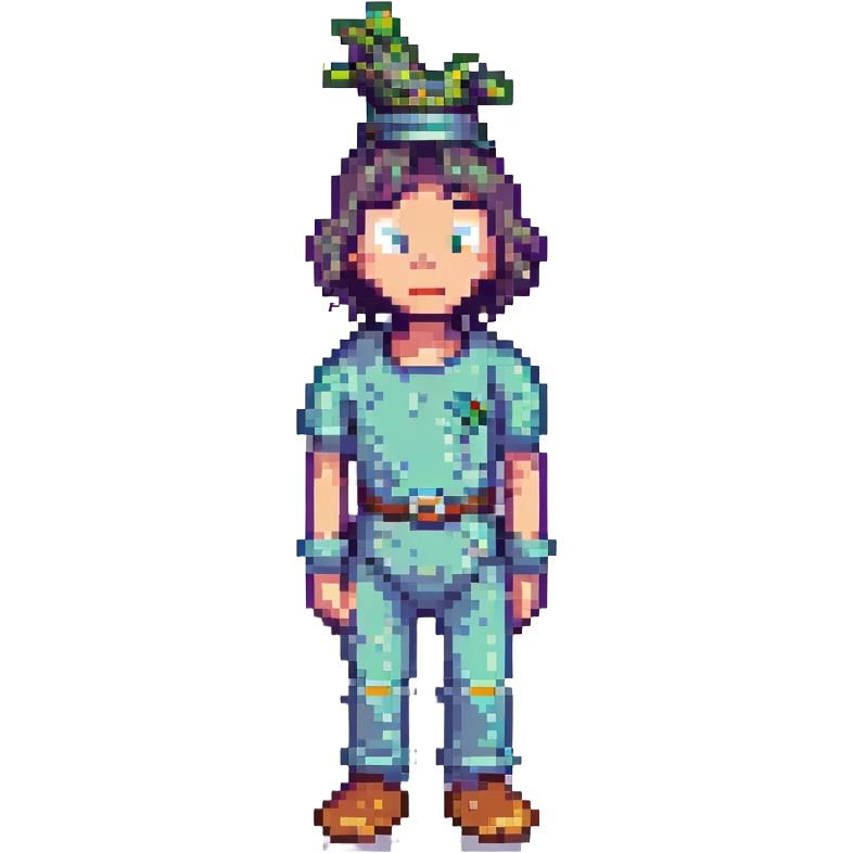 goofy character, pixel art style, silly pose, bright palette emoji