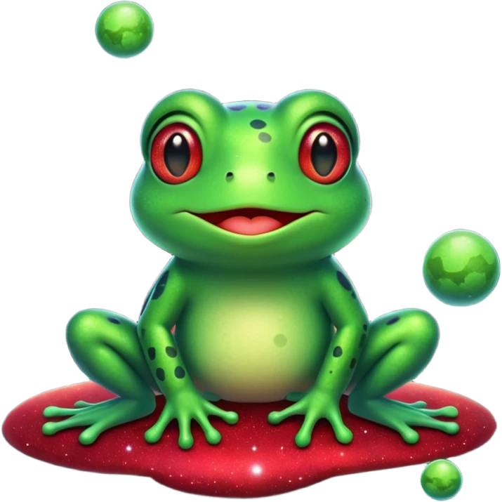 Frog Happy Cute Red Glitter Space emoji