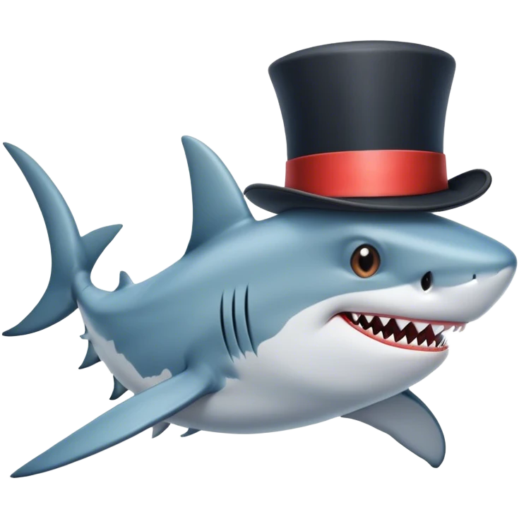 Shark with a top hat emoji