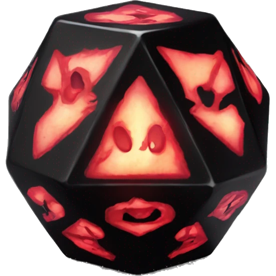 D20 dice black with red skull glowing emoji