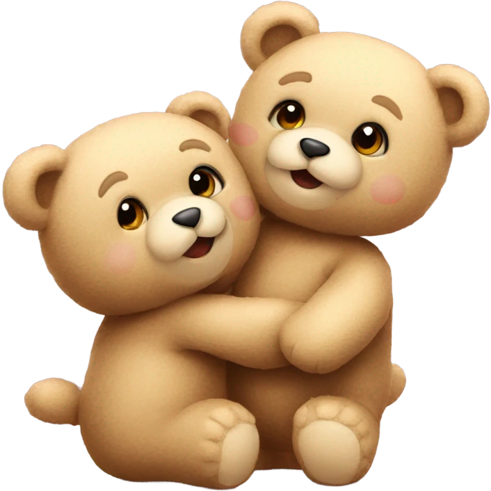 two cute teddy bears in love emoji
