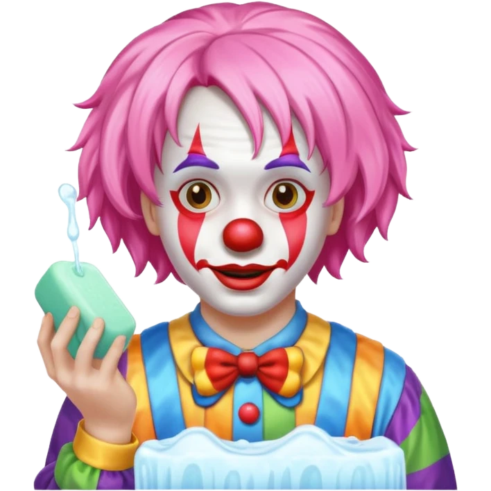 Clown dropping down to pick up soap looking from behind emoji