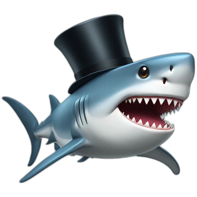 Shark with a top hat emoji