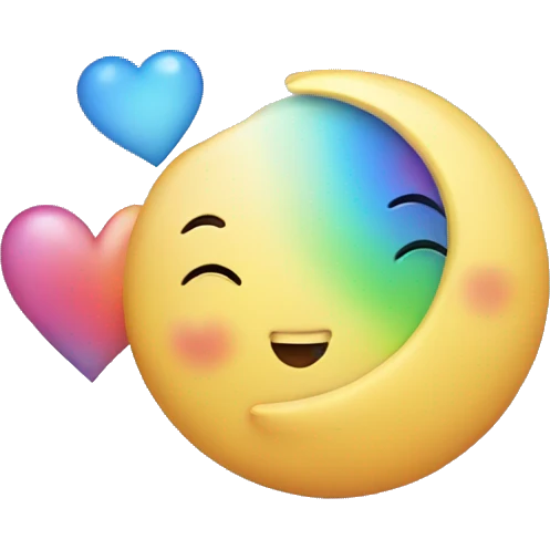 moon with rainbow heart emoji