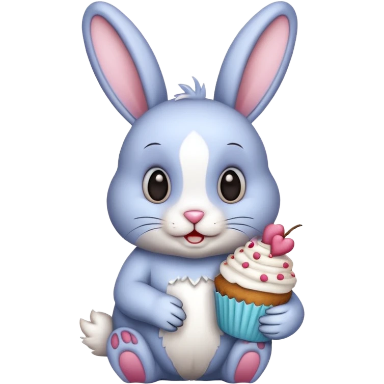 Rabbit with cupcake emoji