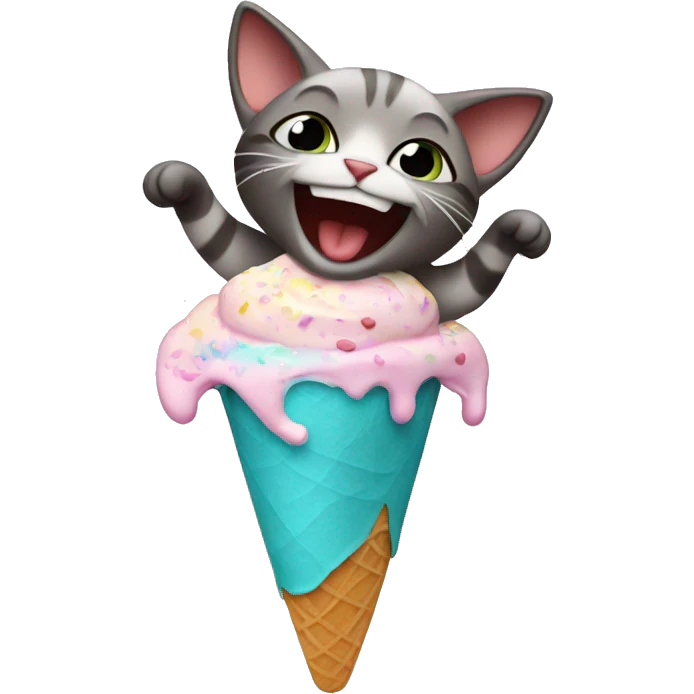 a cat dancing in ice cream emoji