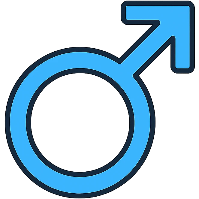male symbol, classic style, blue color accent, lineal color icon with black outlines emoji