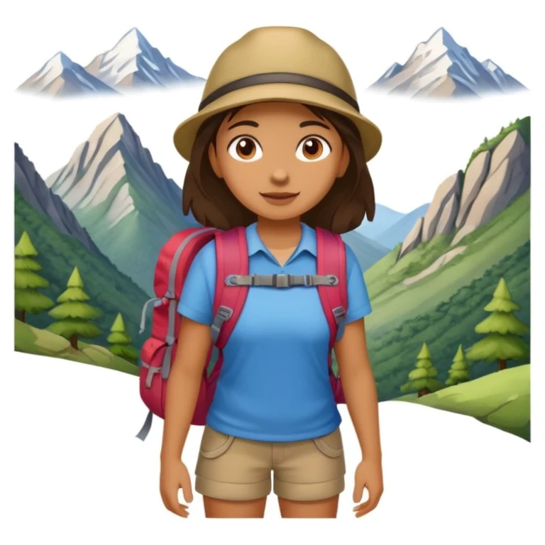 girl back packing mountains background  emoji