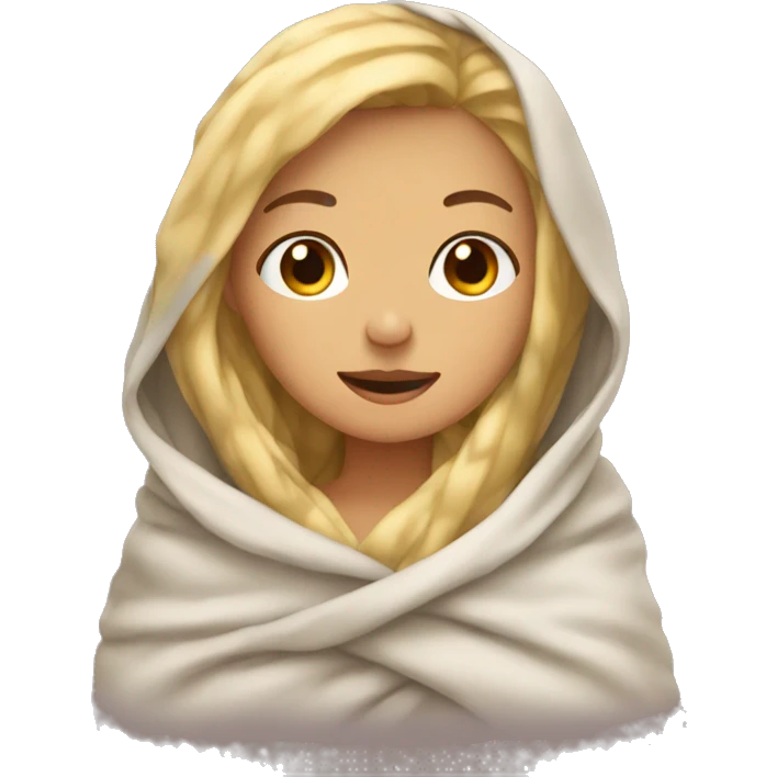 Blond girl wrapped in blankets  emoji