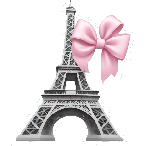 Light grey Eiffel Tower and baby pink bow on it emoji