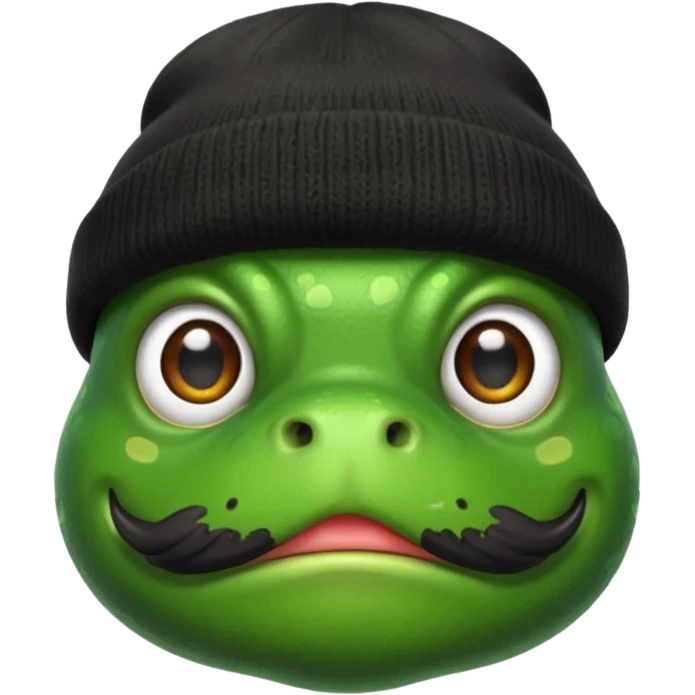 frog with beard and moustache and black beanie emoji