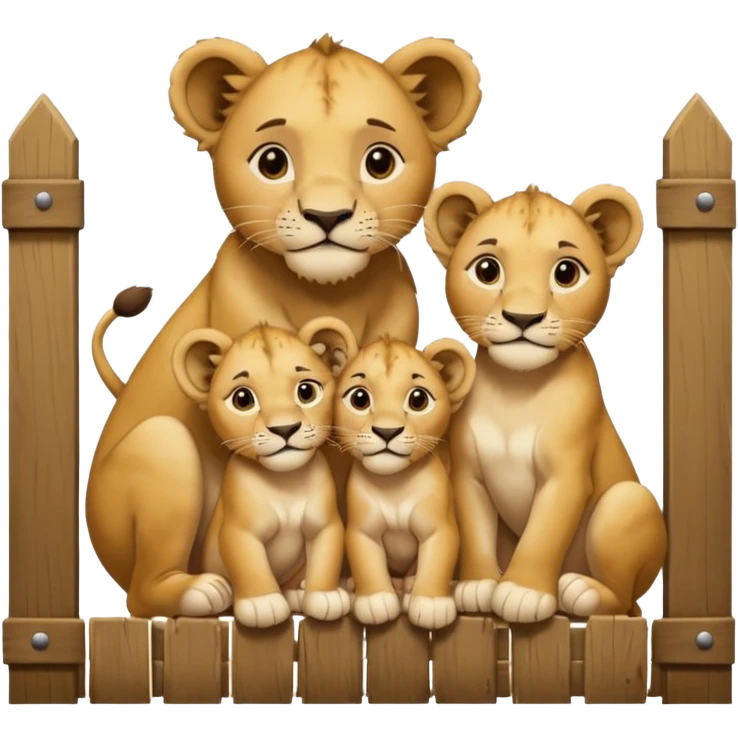 Un letrero del zoológico que dice “LION CUBS — BORN LAST WEEK” y delante una leona con sus cachorros recién nacidos, con la gente mirando emocionada desde la reja.






 emoji