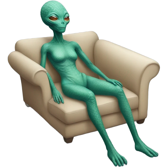 a Reptilian alien woman, full body, sleeping emoji
