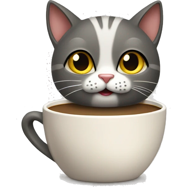 a relieved cat grabbing a tasty cup of coffee emoji